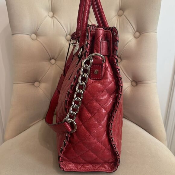 Michael Kors Red Quilted Leather Hamilton Large Tote Bag Shoulder Bag - Picture 4 of 13